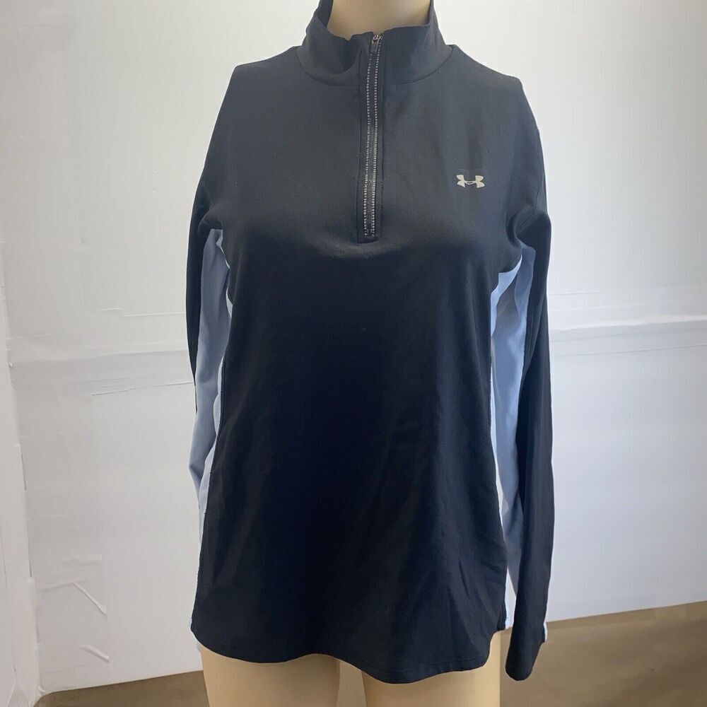 Under Armour Womens Shirt Size M Long Sleeve Fitted  Black Stretch Tee Pre Owned